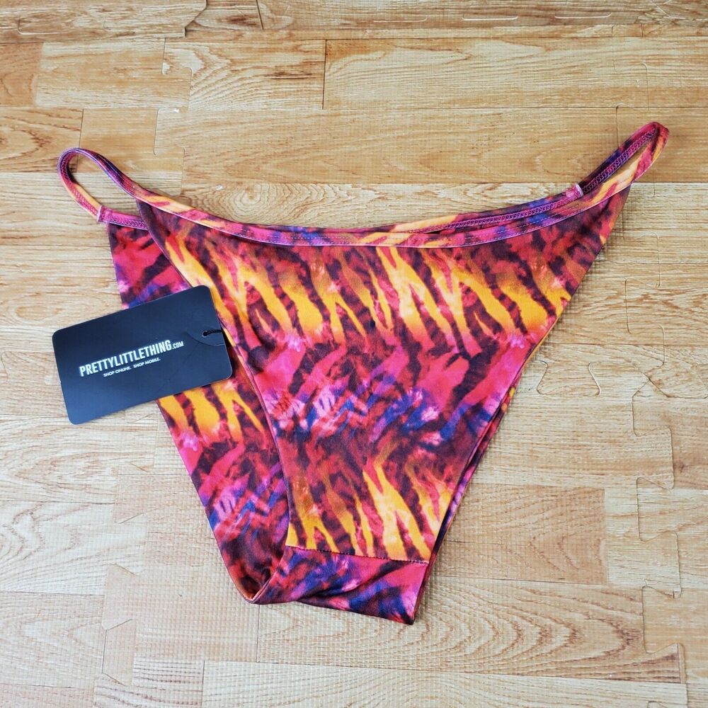 Pretty Little Thing Orange Tie Dye Bikini Swim Bottoms Women’s Size 12 NWT